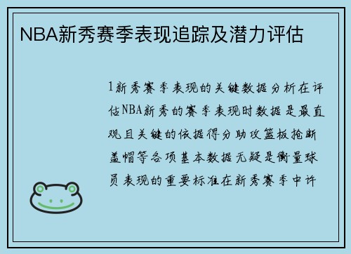 NBA新秀赛季表现追踪及潜力评估